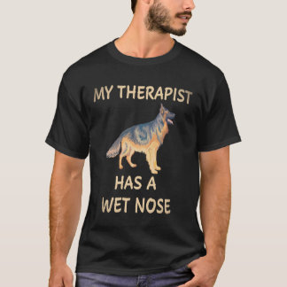 21 Mijn therapeut heeft een natte neus Duitse herd T-shirt