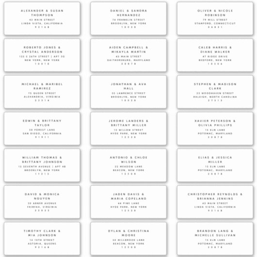 21 Moderne Adresetiketten voor bruiloft Sticker (Voorkant)