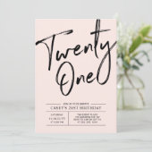 21 | Moderne roze 21ste verjaardag Kaart (Staand voorkant)