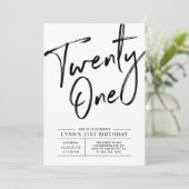 21 | Moderne uitnodiging van de 21ste verjaardag v (Staand voorkant)