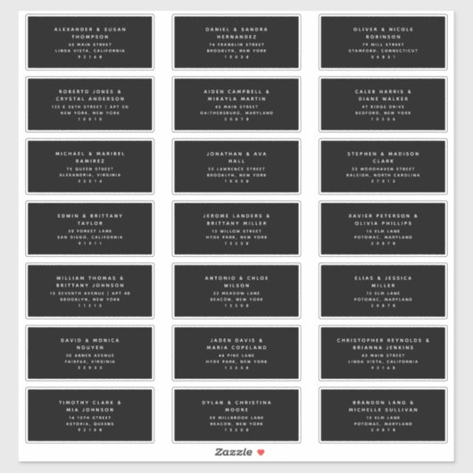 21 Moderne Zwarte Witte Gastadreslabels Sticker (Vel)