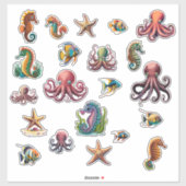 21 Multi Pack Zee World Fish Starefish etc Sticker (Vel)