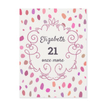 21 opnieuw roze cute verjaardagsfeest uitnodiging