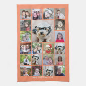 21 Photo Collage - Raster met extra Tekst - koraal Theedoek (Verticaal)