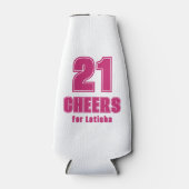 21 Proost, Hot Pink University Stijl Verjaardag Flesjeskoeler (Voorkant)