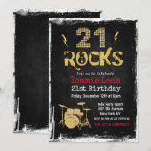 21 Rocks Rockstar gitaar 21e verjaardag uitnodigin Kaart (Voorkant / Achterkant)
