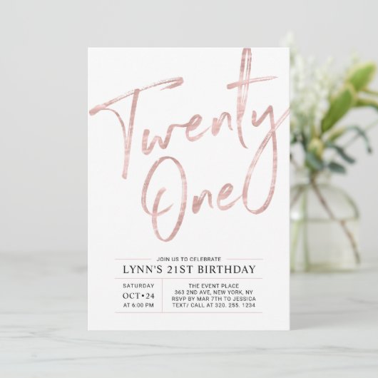 21 | Roos Gold 21e verjaardag Kaart (Staand voorkant)