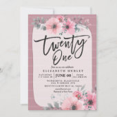 21 roze Waterverf bloemen op zaterdag Kaart (Voorkant)