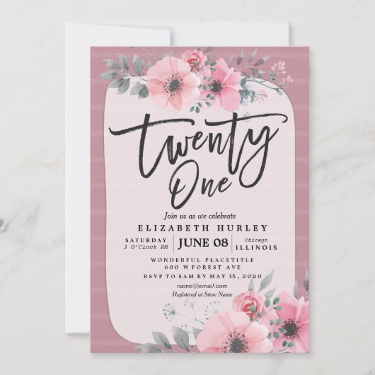 21  roze Waterverf bloemen op zaterdag Kaart (Voorkant)