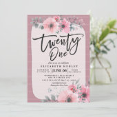 21  roze Waterverf bloemen op zaterdag Kaart (Staand voorkant)