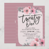 21  roze Waterverf bloemen op zaterdag Kaart (Voorkant / Achterkant)