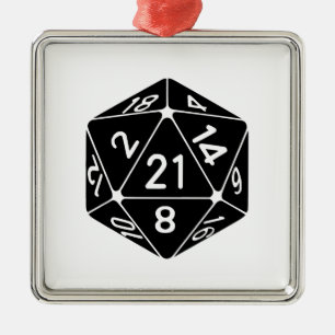 21-sided 21-Birthday D20 Fantasy Gamer Die Metalen Ornament