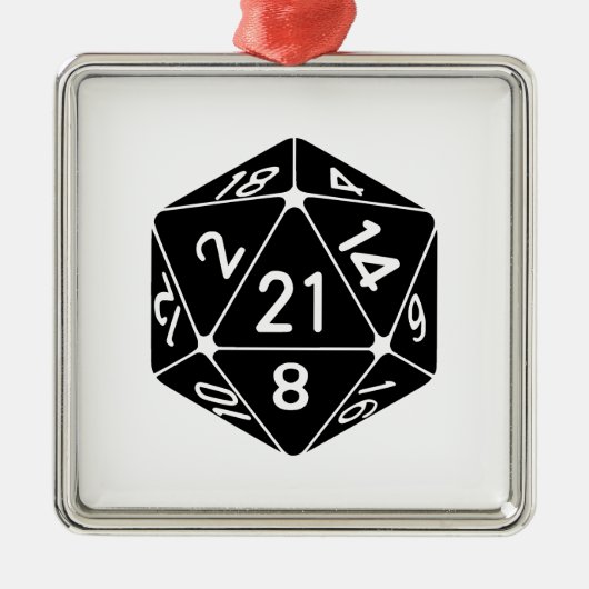 21-sided 21-Birthday D20 Fantasy Gamer Die Metalen Ornament (Voorkant)