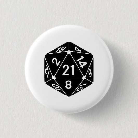 21-sided 21-Birthday D20 Fantasy Gamer Die Ronde Button 3,2 Cm (Voorkant)