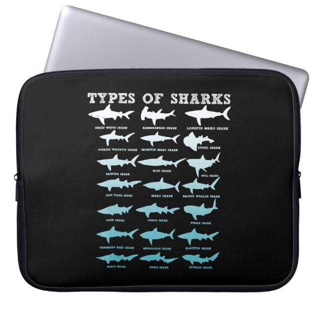 21 soorten haaienbiologie laptop sleeve (Voorkant)