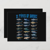 21 soorten haaiensoorten aankondigingskaart (Voorkant / Achterkant)