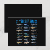 21 soorten haaiensoorten aankondigingskaart (Voorkant / Achterkant)