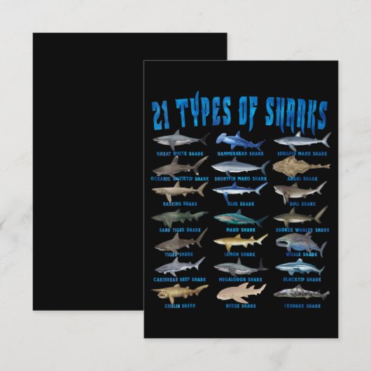 21 soorten haaiensoorten bedankkaart (Voorkant / Achterkant)