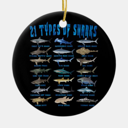21 soorten haaiensoorten keramisch ornament (Voorkant)