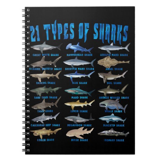 21 soorten haaiensoorten notitieboek (Voorkant)