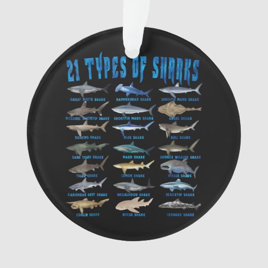 21 soorten haaiensoorten ornament (voorkant)