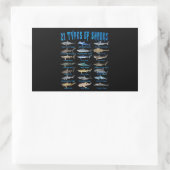 21 soorten haaiensoorten rechthoekige sticker (Tas)