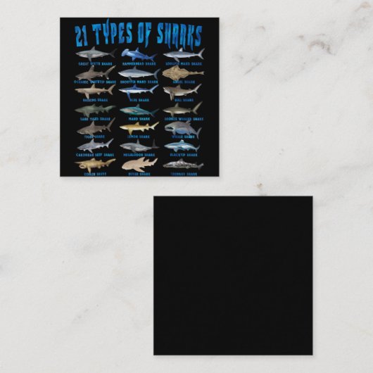 21 soorten haaiensoorten vierkante visitekaartje (Voorkant / Achterkant)