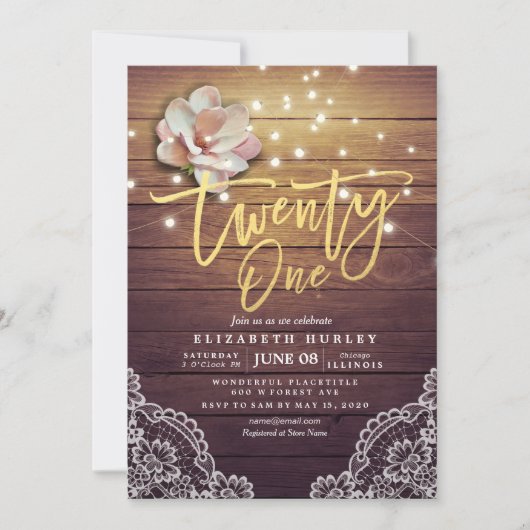 21 stralen bloemen bloemen Hout Rood kant Kaart (Voorkant)