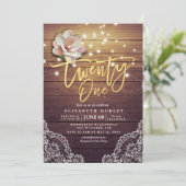 21 stralen bloemen bloemen Hout Rood kant Kaart (Staand voorkant)