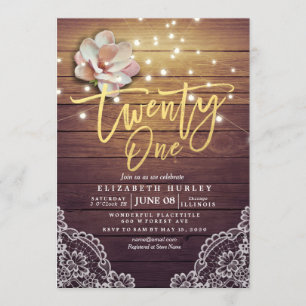 21 stralen bloemen bloemen Hout Rood kant Kaart