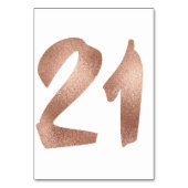 21 Tabel Aantal White Metallic roze Rose Gold Kaart (Achterkant)