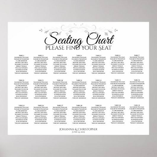 21 Tabel Eenvoudig witte bruiloft Poster (Voorkant)