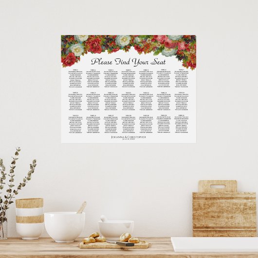 21 Tabel  Herfst Floral Wedding Seating Chart Poster (Keuken)