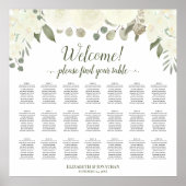 21 Tabel Ivory White Roses Wedding Seating Chart Poster (Voorkant)