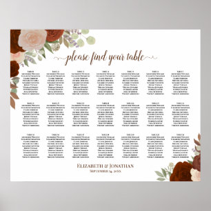 21 Tabel Rust Sinaasappel Floral Wedding Seating C Poster