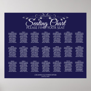 21 Tabel Simple Navy Blue Wedding Seating Chart Poster