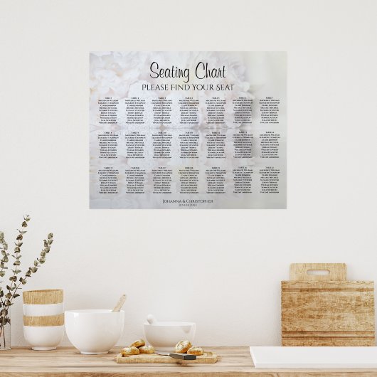 21 Tabel White Reflections Wedding Seating Chart Poster (Keuken)