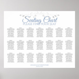 21 Tafel Blauw & Grijs Trouw Stoelenkaart Poster