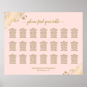 21 Tafel-bruiloft-zitje Blush Pink & Gold Poster