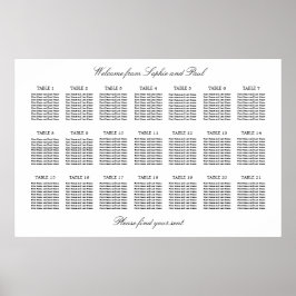 21 Tafel Elegante Minimalistische Zitplaatsindelin Poster