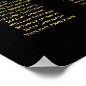 21 Tafel Gold Vlourish Black Wedding Seating Chart Poster (Hoek)