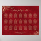 21 Tafel-goudvriendjes op de Rood Wedding Seating Poster (Voorkant)