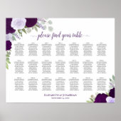 21 Tafel Paarse Boho Bloemen Bruiloft Zitkaarten Poster (Voorkant)