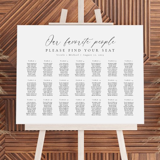21 Tafels Ons Favoriete Personen Zitplaatsindeling Poster