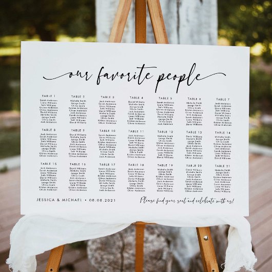 21 Tafels Ons Favoriete Personen Zitplaatsindeling Poster