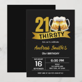 21 & THIRSTY-21ST BIRTHDAY INVITATION KAART (Voorkant / Achterkant)
