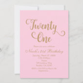 21 Twenty One Pink Gold verjaardagsfeestje uitnodi Kaart (Voorkant)