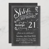 21 Uitnodiging tot feestdag Chalkboard Rustic (Voorkant / Achterkant)