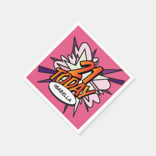 21 Vandaag Leuk Retro Stripboek Roze Servet (Hoek)