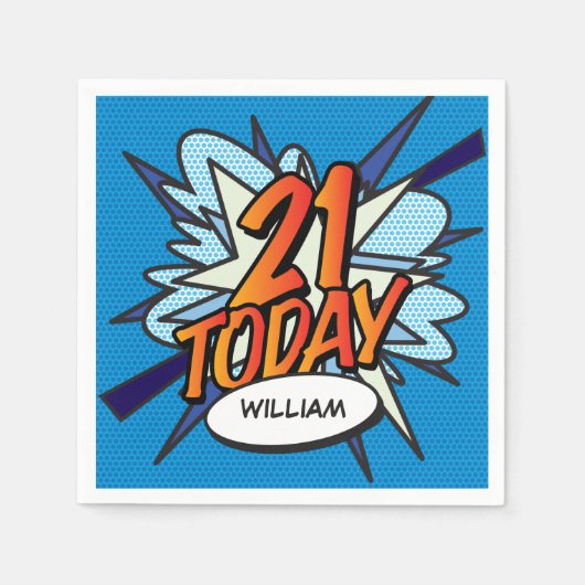 21 Vandaag Leuk Retro Stripboek Servet (Voorkant)